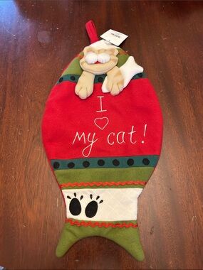 Holiday Time I Love My Cat Fleece Pet Stocking NWT